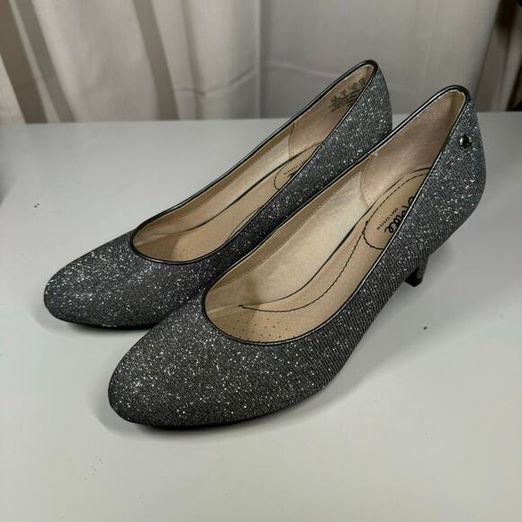 LifeStride Parigi Silver Glitter Heels Size 7.5M Dress Pumps Soft System - Picture 4 of 11